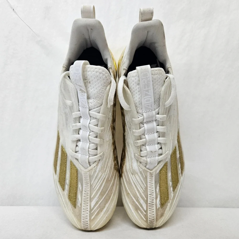 Adidas Adizero Football Cleats GX5122 White Metallic Gold Mens Size 8